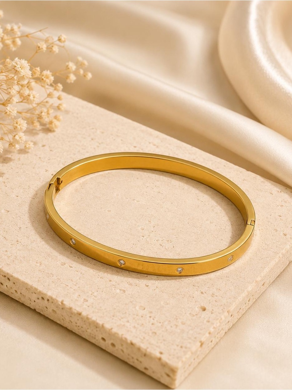 Classic Gold Crystal-Accent Bangle Bracelet